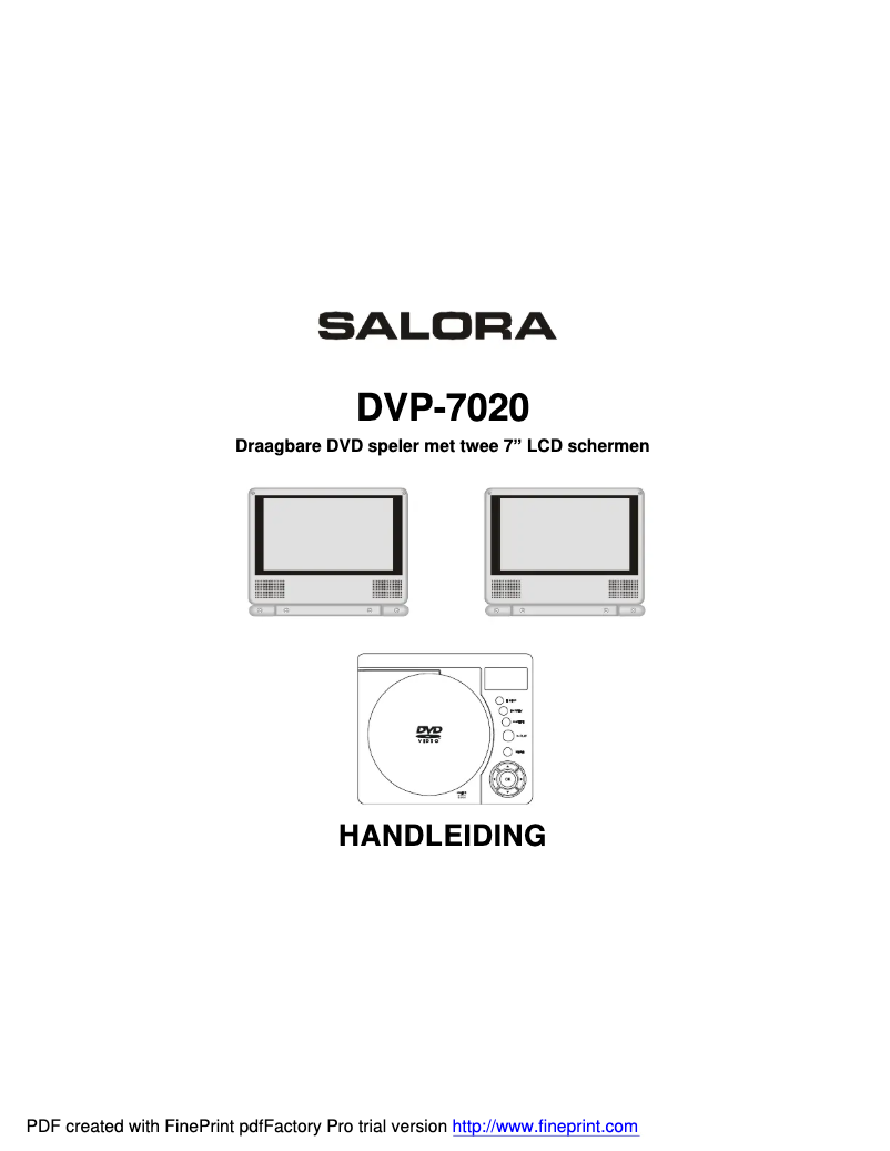 Page 1 de la notice Manuel utilisateur Salora DVP 7021 TWIN