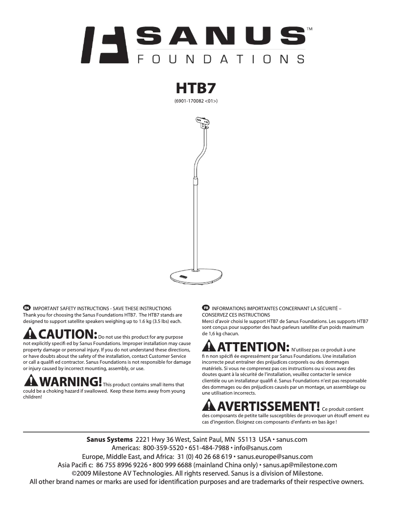 Page n°1 - Manuel utilisateur Sanus HTB7