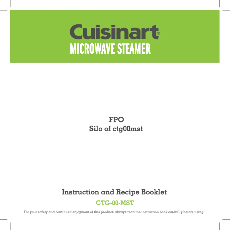 Page n°1 - Manuel utilisateur Cuisinart CTG-00-MST