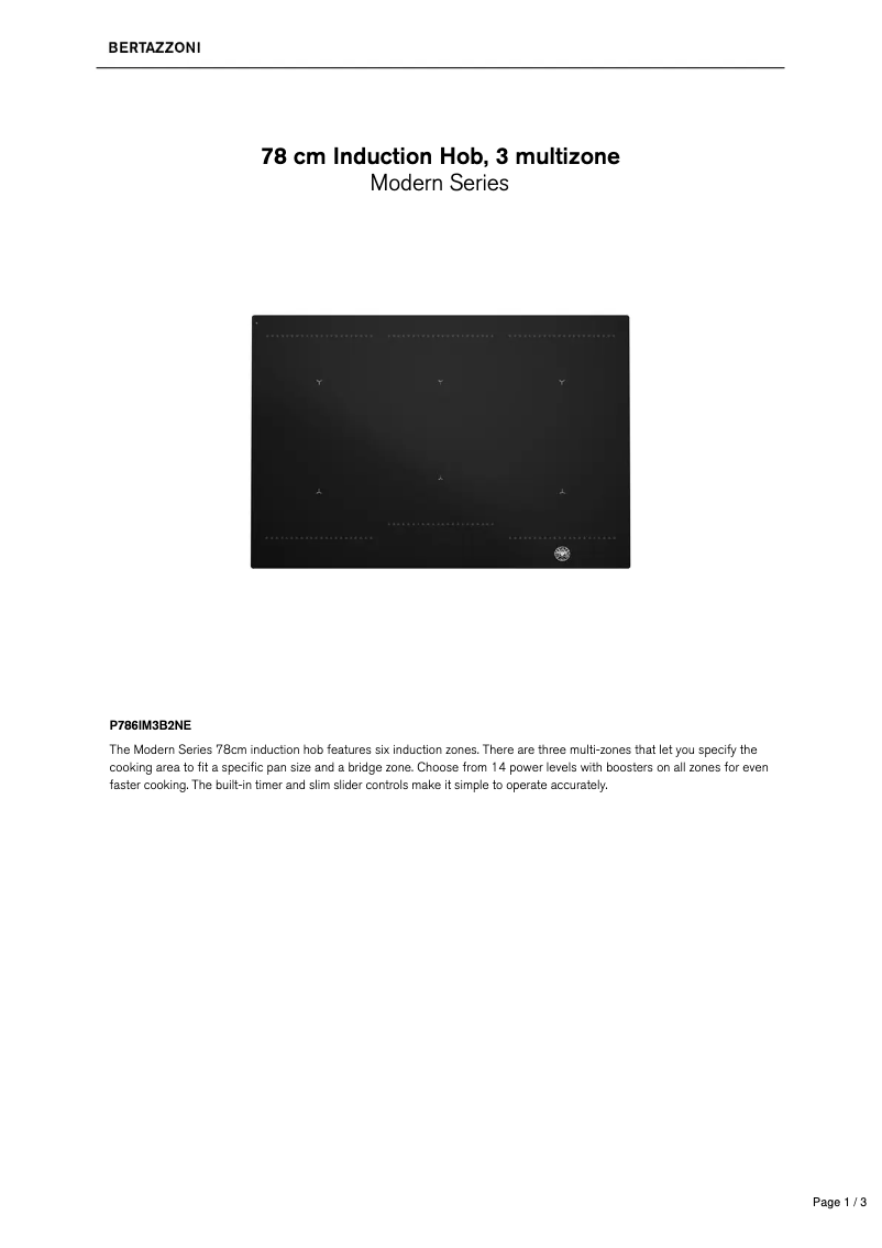 Page 1 de la notice Fiche technique Bertazzoni P786IM3B2NE