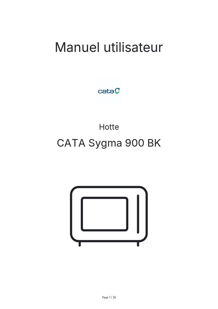 Page n°1 - Manuel utilisateur CATA Sygma 900 BK