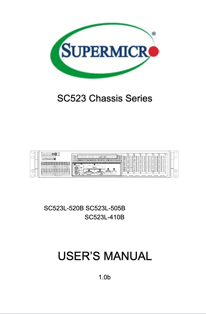 Page 1 de la notice Manuel utilisateur Supermicro SuperChassis SC523L-505B