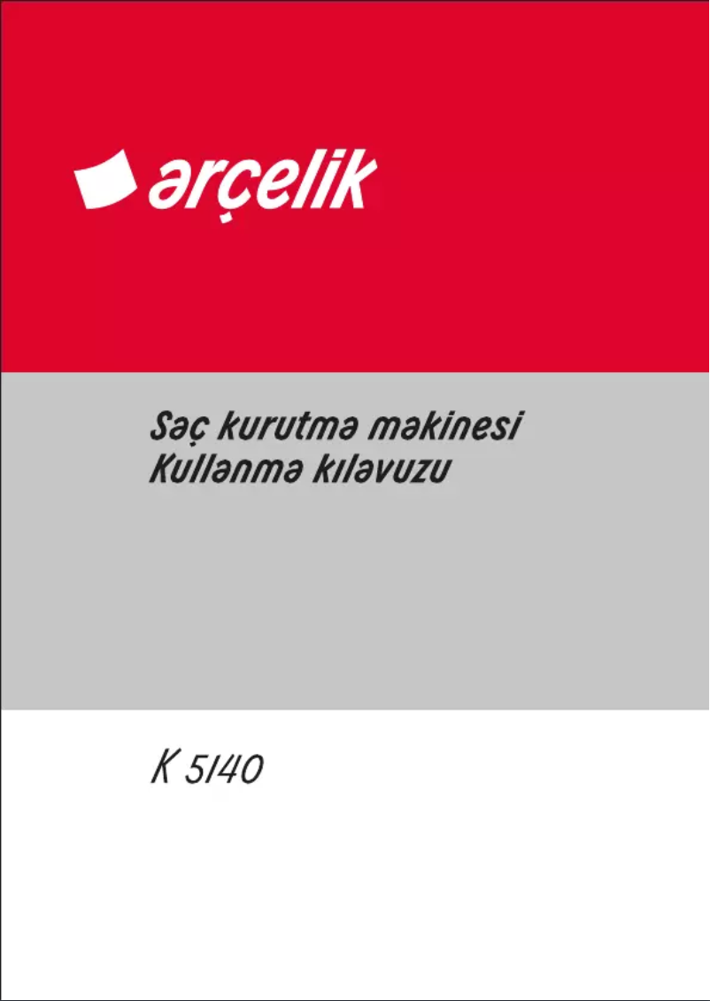 Page n°1 - Manuel utilisateur Arçelik K 5140