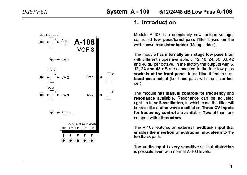 Image de la première page du manuel de l'appareil A-108