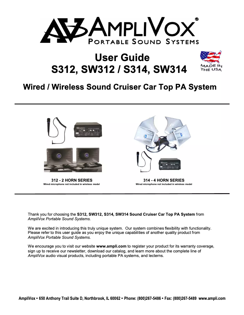 Page 1 de la notice Manuel utilisateur AmpliVox SW312