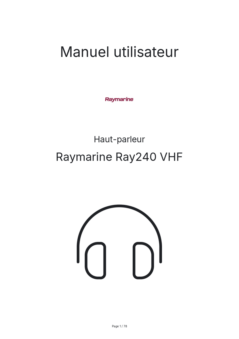 Image de la première page du manuel de l'appareil Ray240 VHF