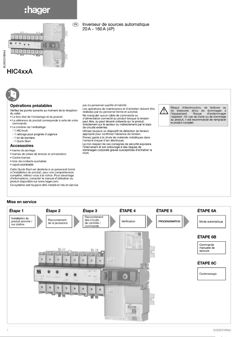 Image de la première page du manuel de l'appareil HIC406A