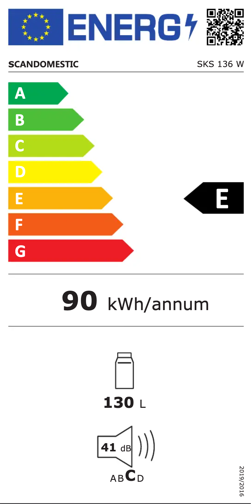 Page n°1 - Label énergétique Scandomestic SKS 136 W
