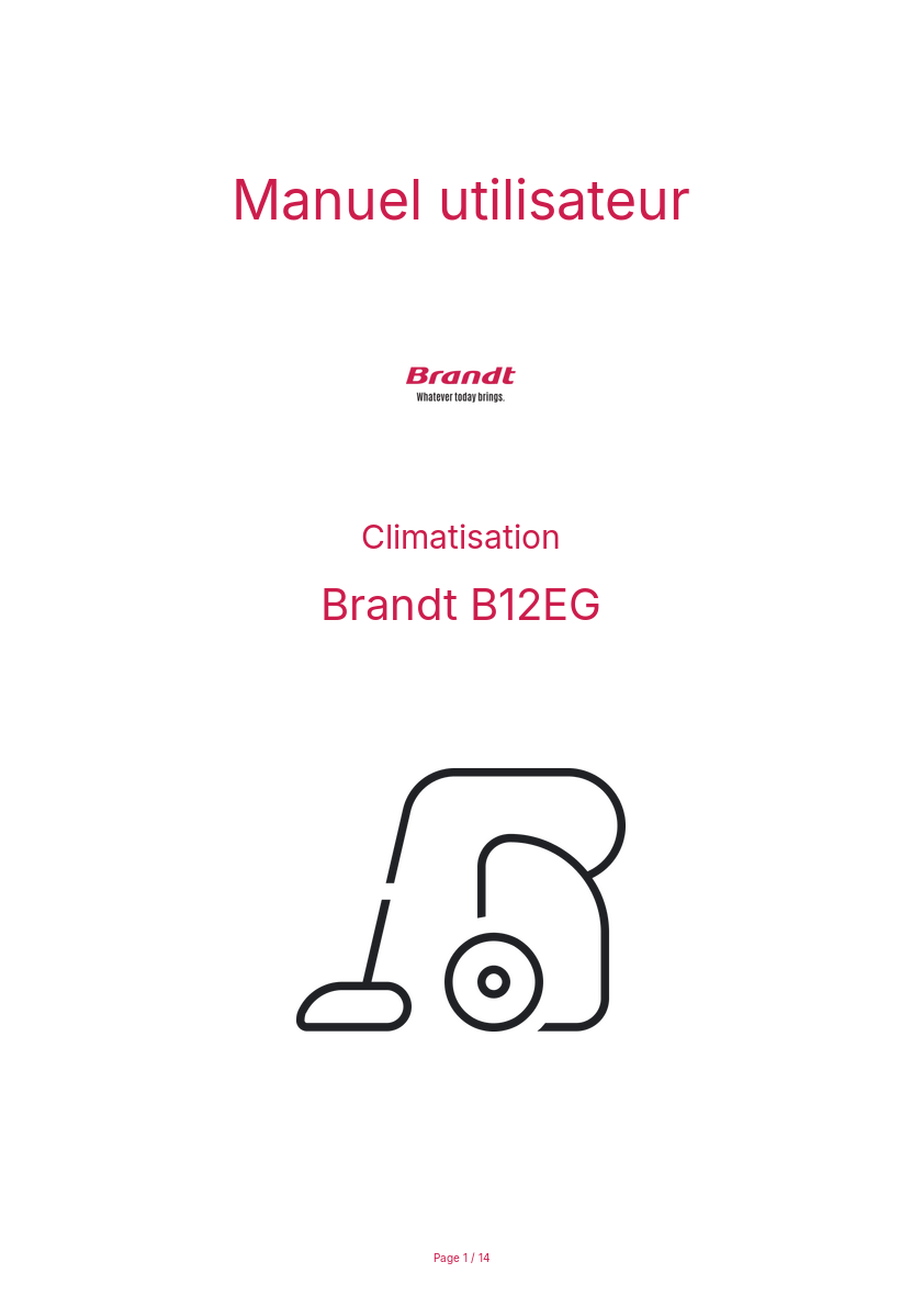 Image de la première page du manuel de l'appareil B12EG