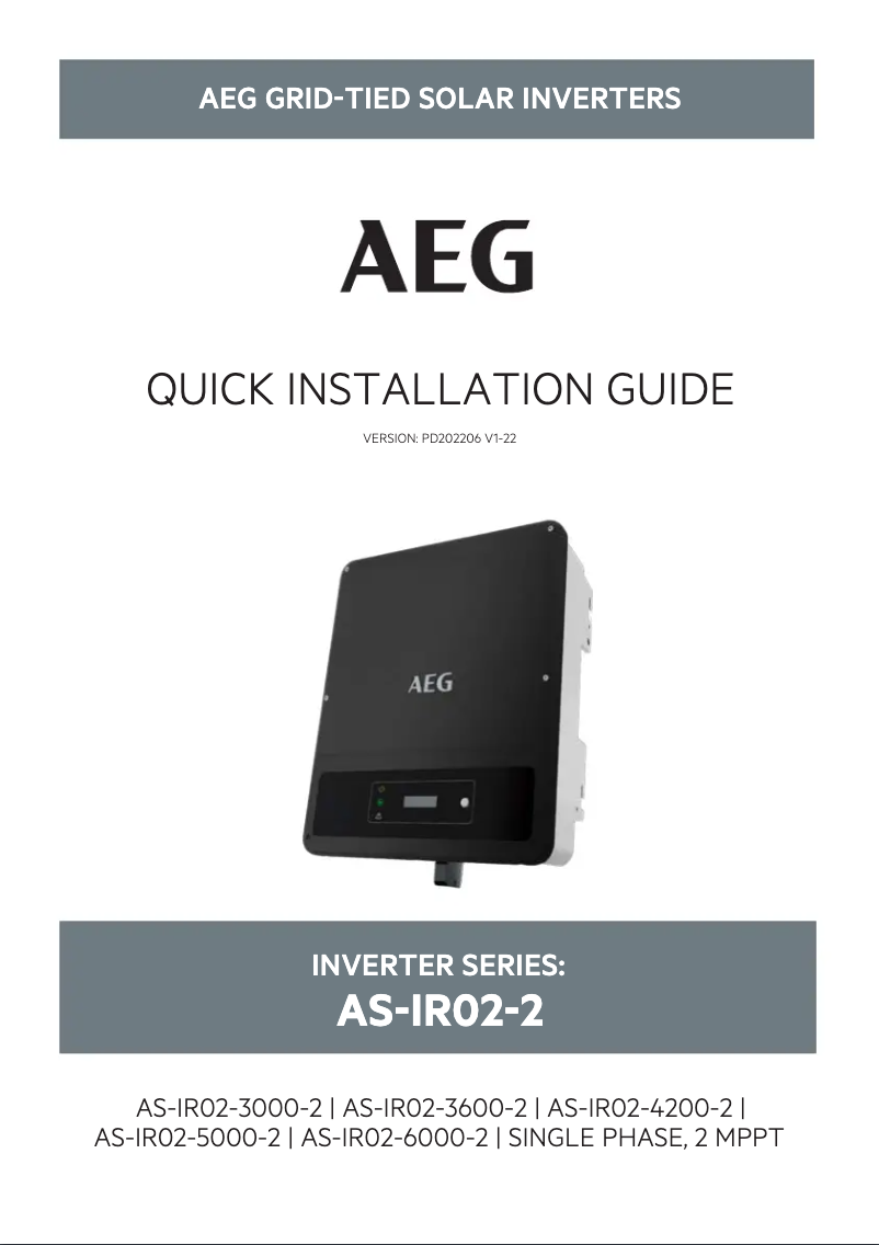 Page n°1 - Manuel utilisateur AEG AS-IR02-3600-2