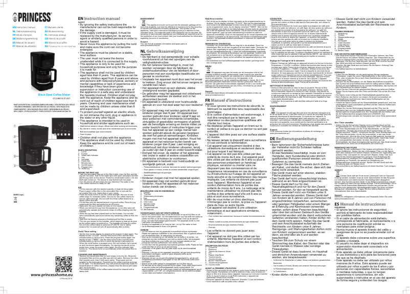 Page 1 de la notice Manuel utilisateur Princess Black Steel 246014