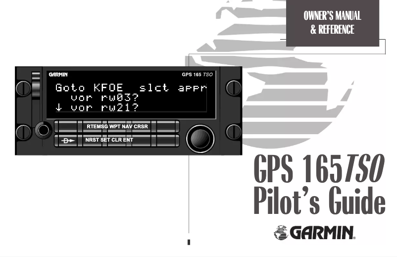 Page n°1 - Manuel utilisateur Garmin GPS 165 TSO