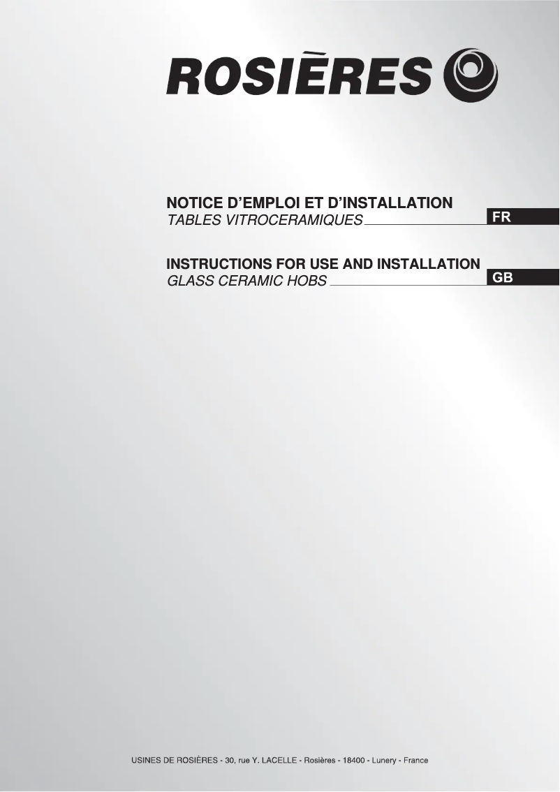 Page 1 de la notice Manuel utilisateur Rosieres RVEF 633 IN