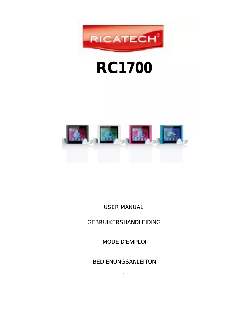 Page 1 de la notice Manuel utilisateur Ricatech RC-1700