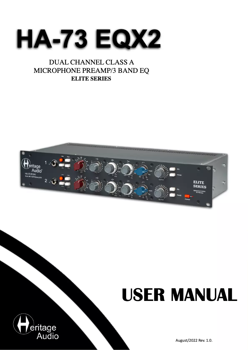 Page 1 de la notice Manuel utilisateur Heritage Audio HA-73 EQX2