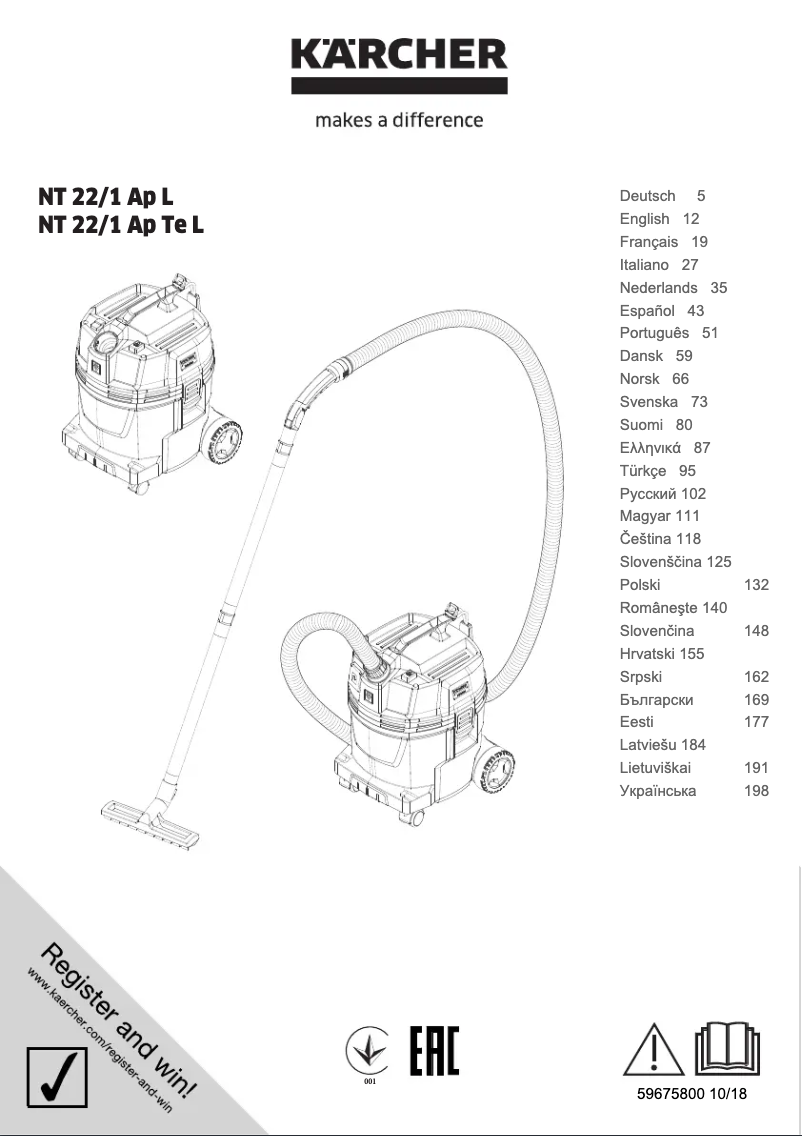 Page n°1 - Manuel utilisateur Kärcher NT 22/1 Ap L