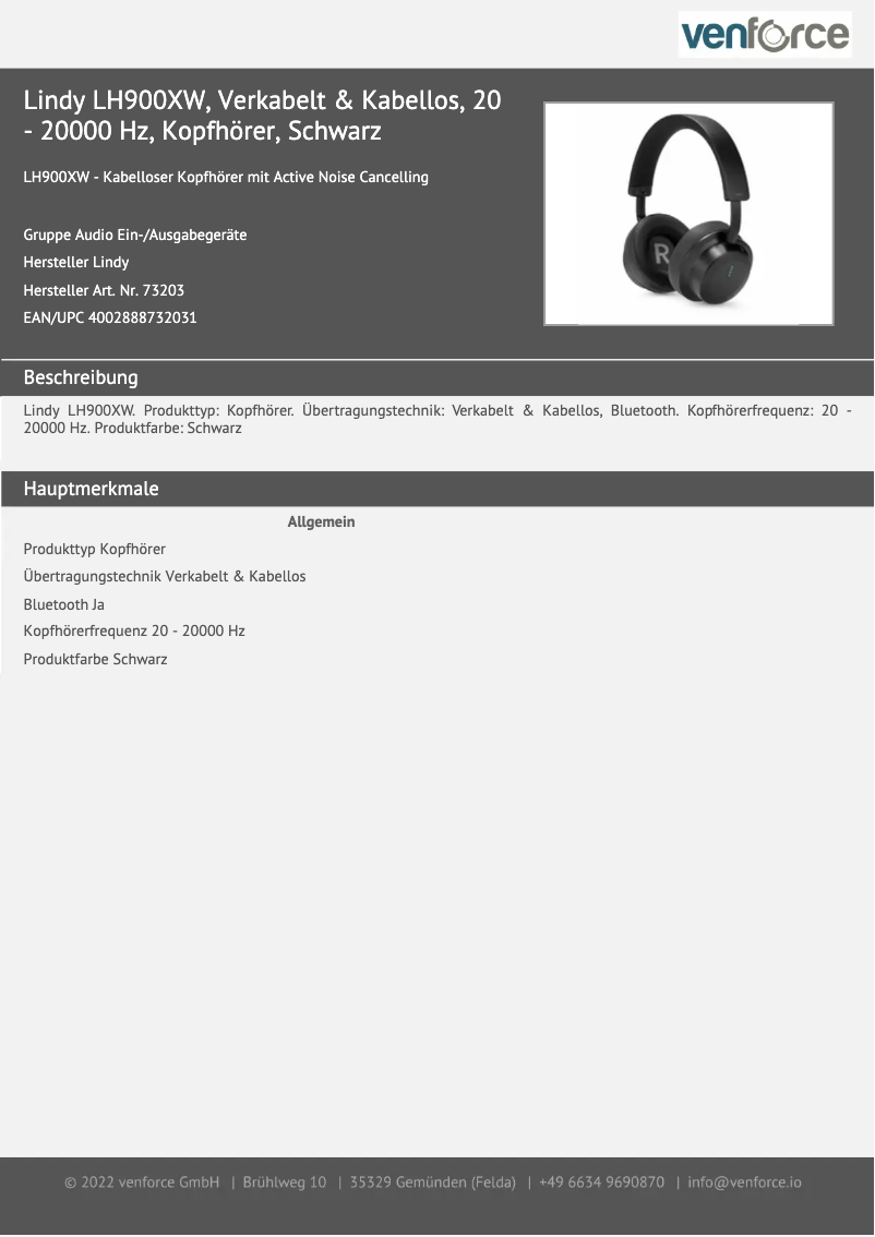 Page 1 de la notice Manuel utilisateur Lindy LH900XW