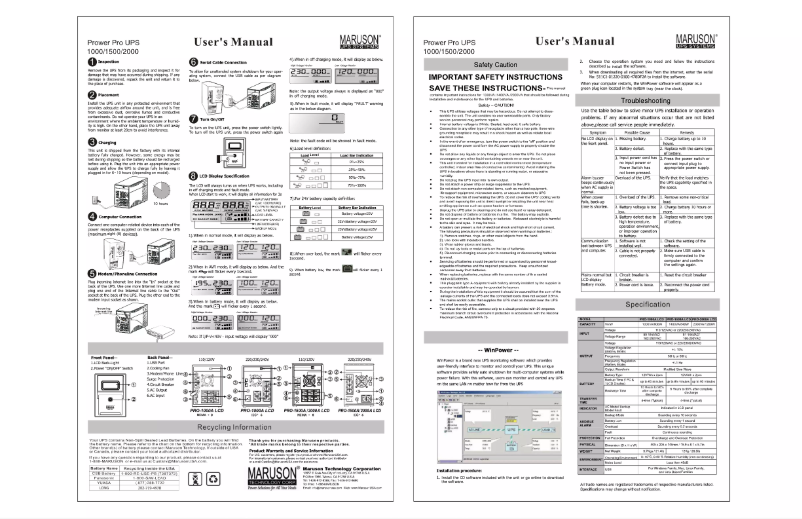 Página 1 del manual Manual de usuario Maruson Power Pro PRO-1500ALCD