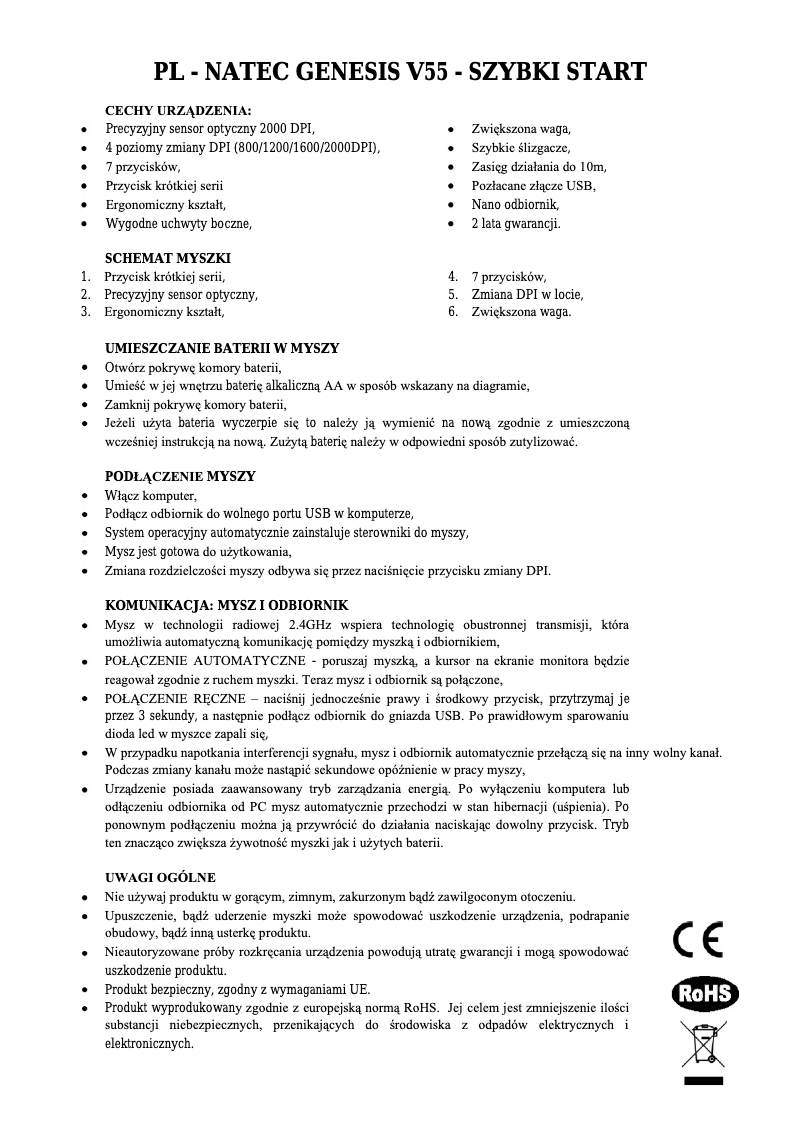 Page 1 of the manual User Manual Natec V55