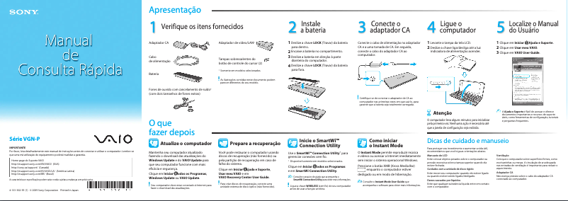 Page 1 de la notice Manuel utilisateur Sony Vaio VGN-P830A