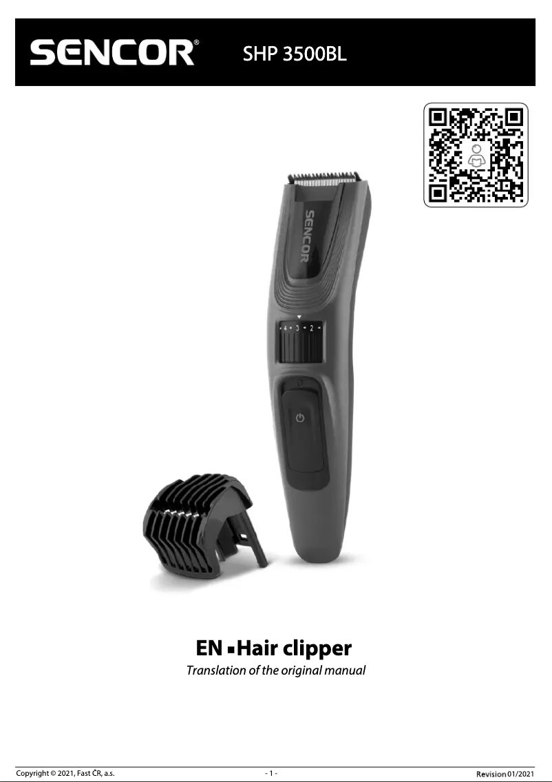 Page 1 de la notice Manuel utilisateur Sencor SHP 3500BL
