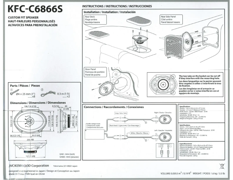 Página 1 del manual Manual de usuario Kenwood KFC-C6866S