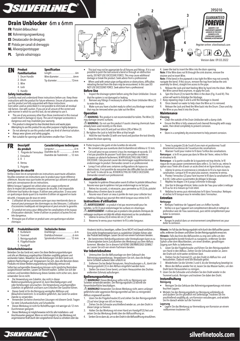 Page 1 de la notice Manuel utilisateur Silverline 395010