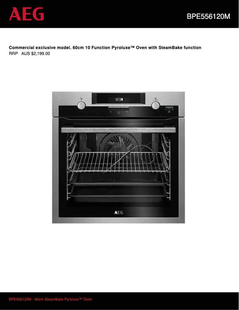 Page 1 de la notice Fiche technique AEG BPE556120M