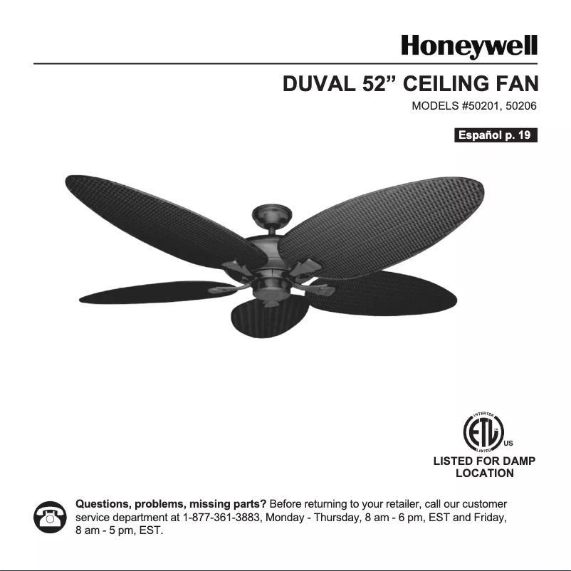 Page 1 de la notice Manuel utilisateur Honeywell Duval 50201