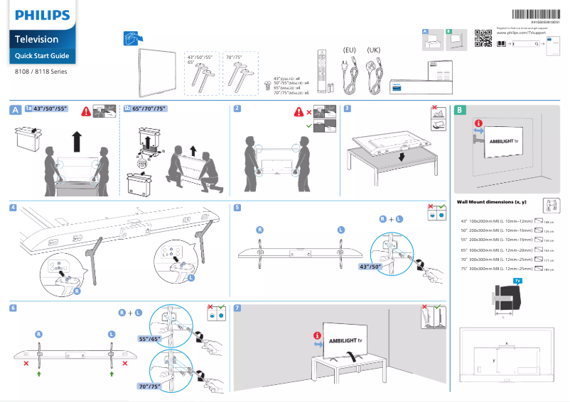 Page 1 of the manual Quick Start Guide Philips 70PUS8118
