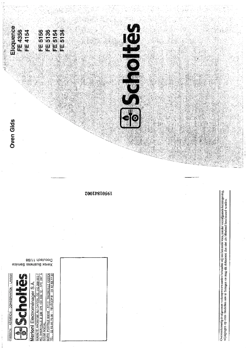 Page 1 de la notice Manuel utilisateur Scholtès FE 5154