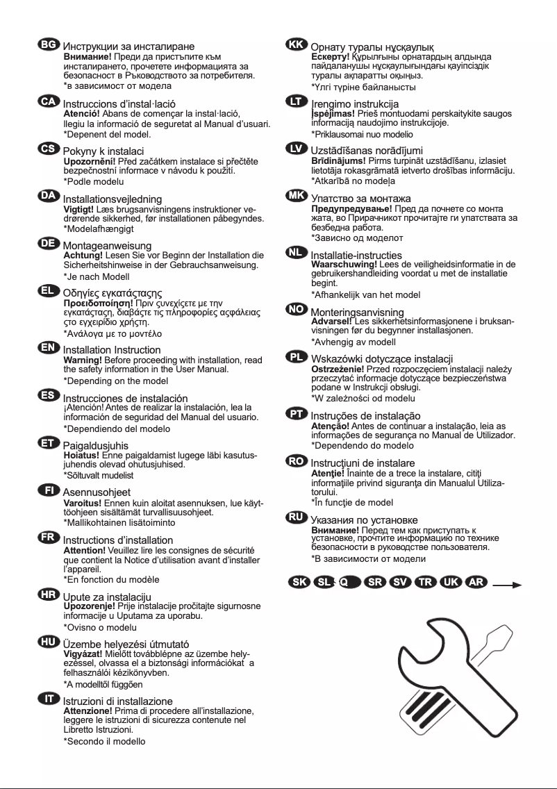Page n°1 - Guide d'installation Electrolux SK232