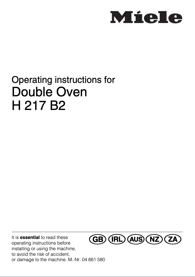 Page n°1 - Manuel utilisateur Miele H 217 B2