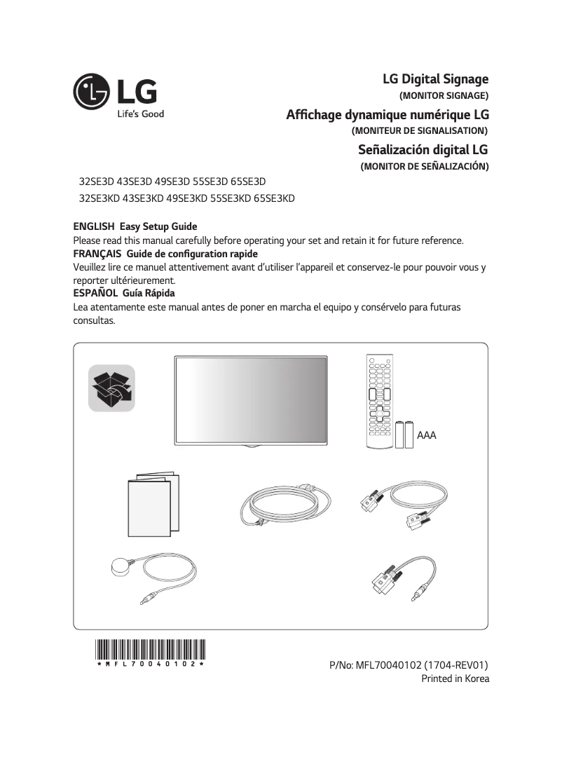 Page 1 of the manual User Manual LG 32SE3KD