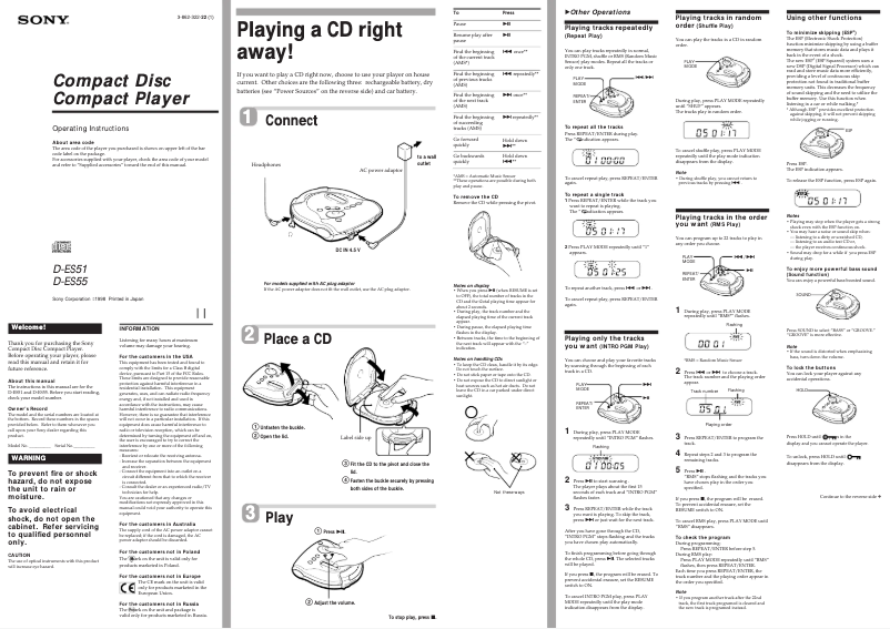 Image de la première page du manuel de l'appareil D-ES55