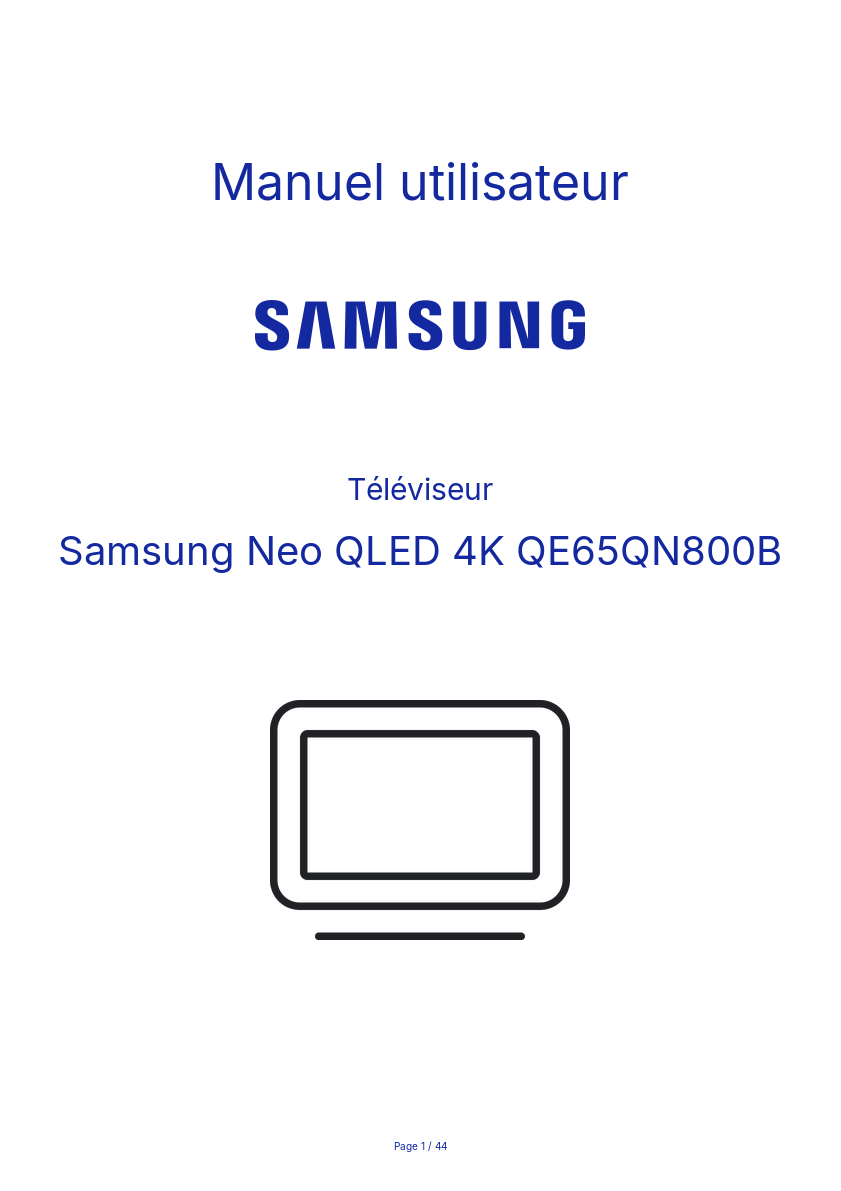 Image de la première page du manuel de l'appareil Neo QLED 4K QE65QN800B