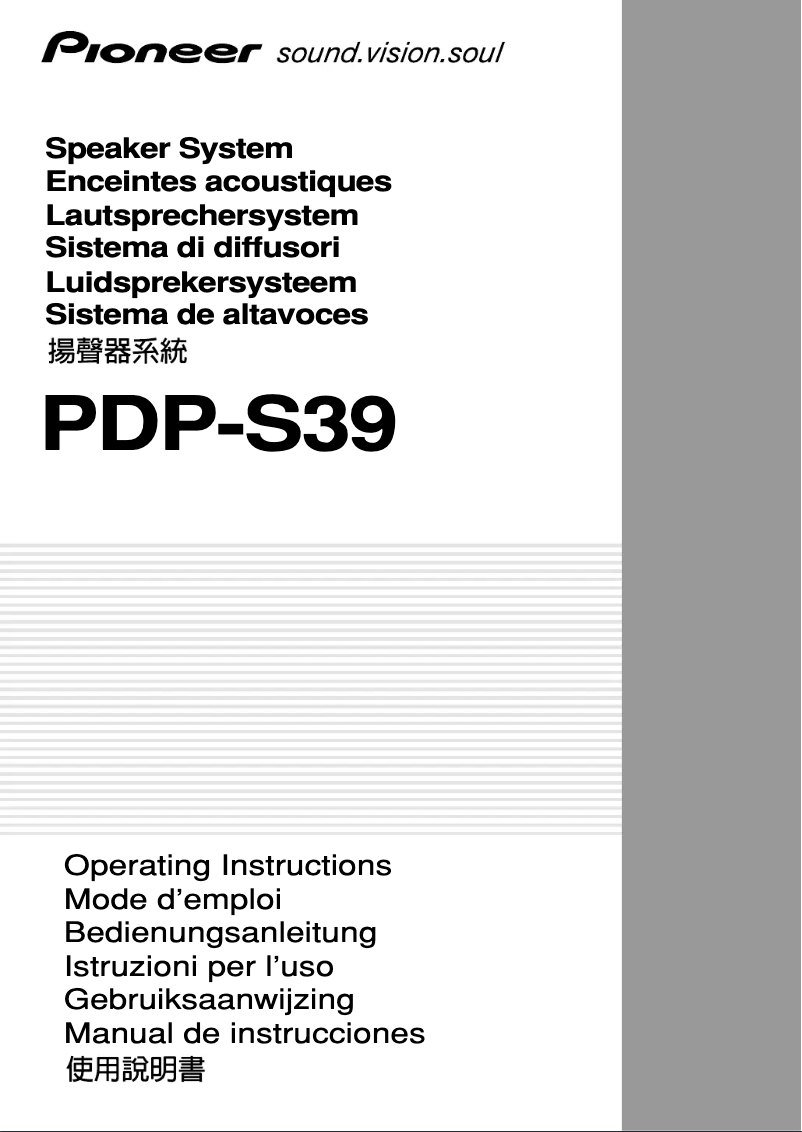 Image de la première page du manuel de l'appareil PDP-S39