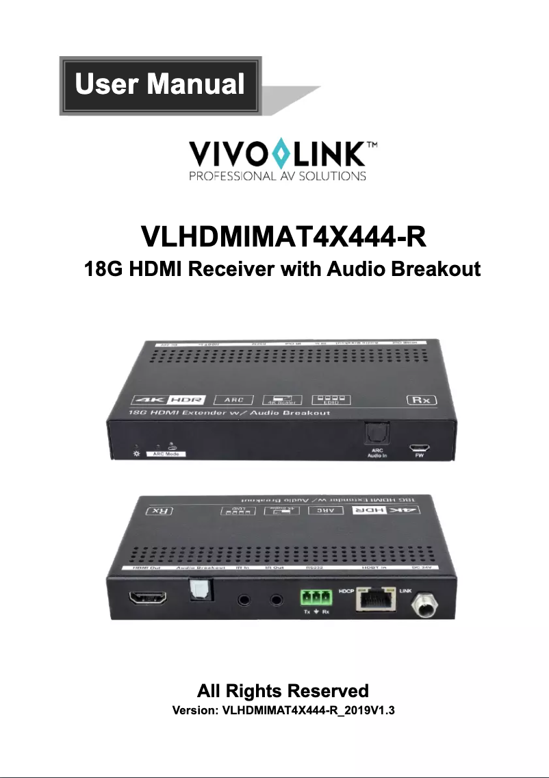 Page n°1 - Manuel utilisateur Vivolink VLHDMIMAT4X444-R