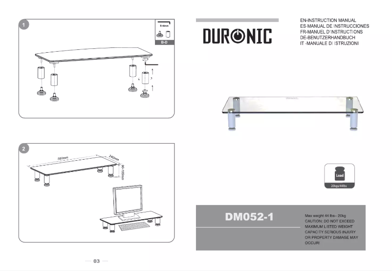Page 1 de la notice Manuel utilisateur Duronic DM052-1