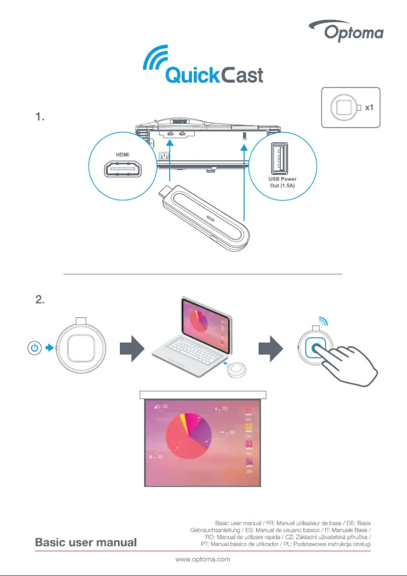 Page 1 de la notice Manuel utilisateur Optoma QuickCast Transmitter