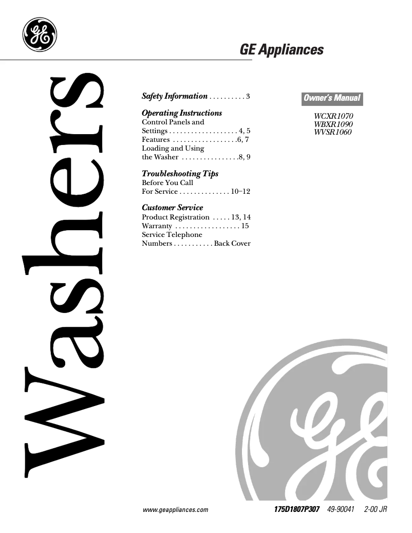 Image de la première page du manuel de l'appareil WVSR1060AAA