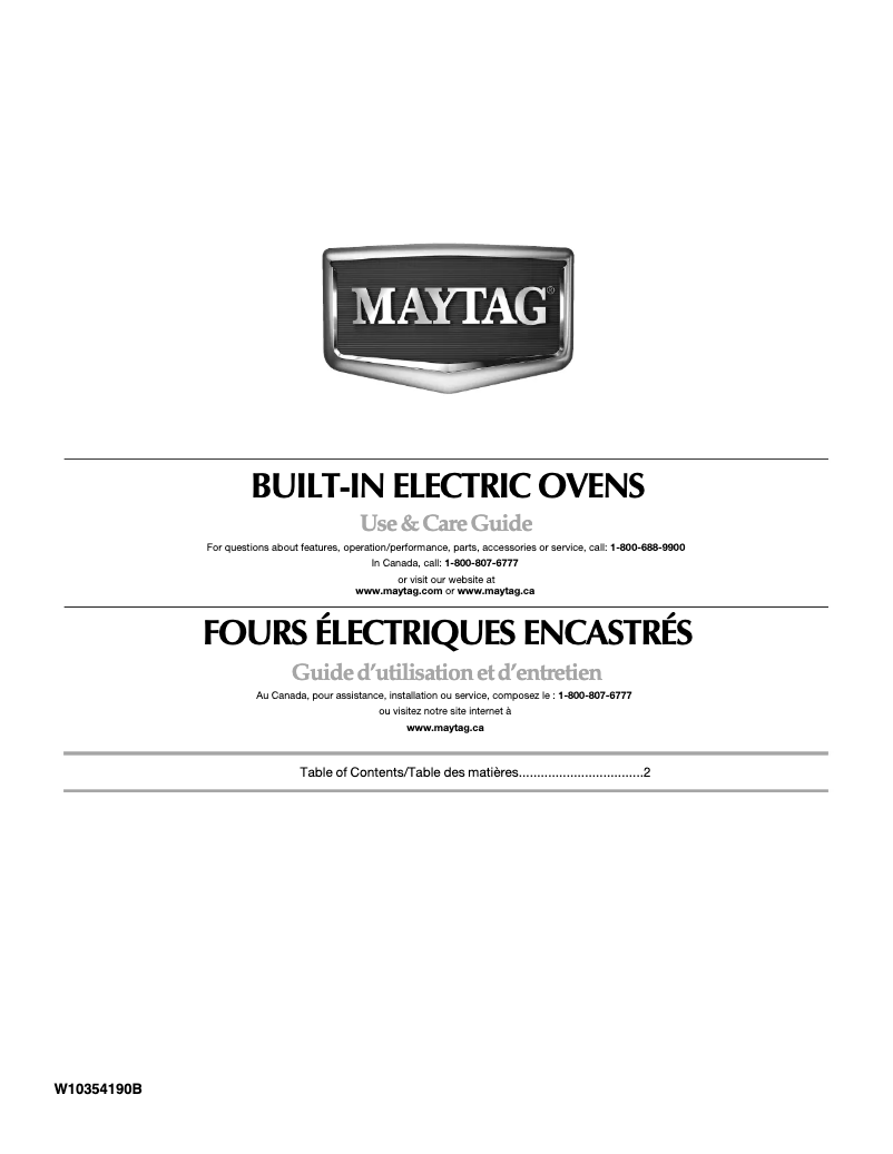 Page n°1 - Manuel d'utilisation et d'entretien Maytag MMW9730AB