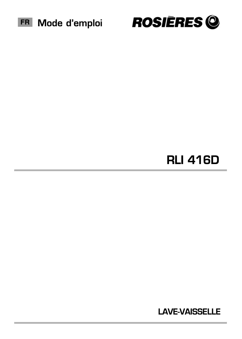Image de la première page du manuel de l'appareil RLI 416D RB