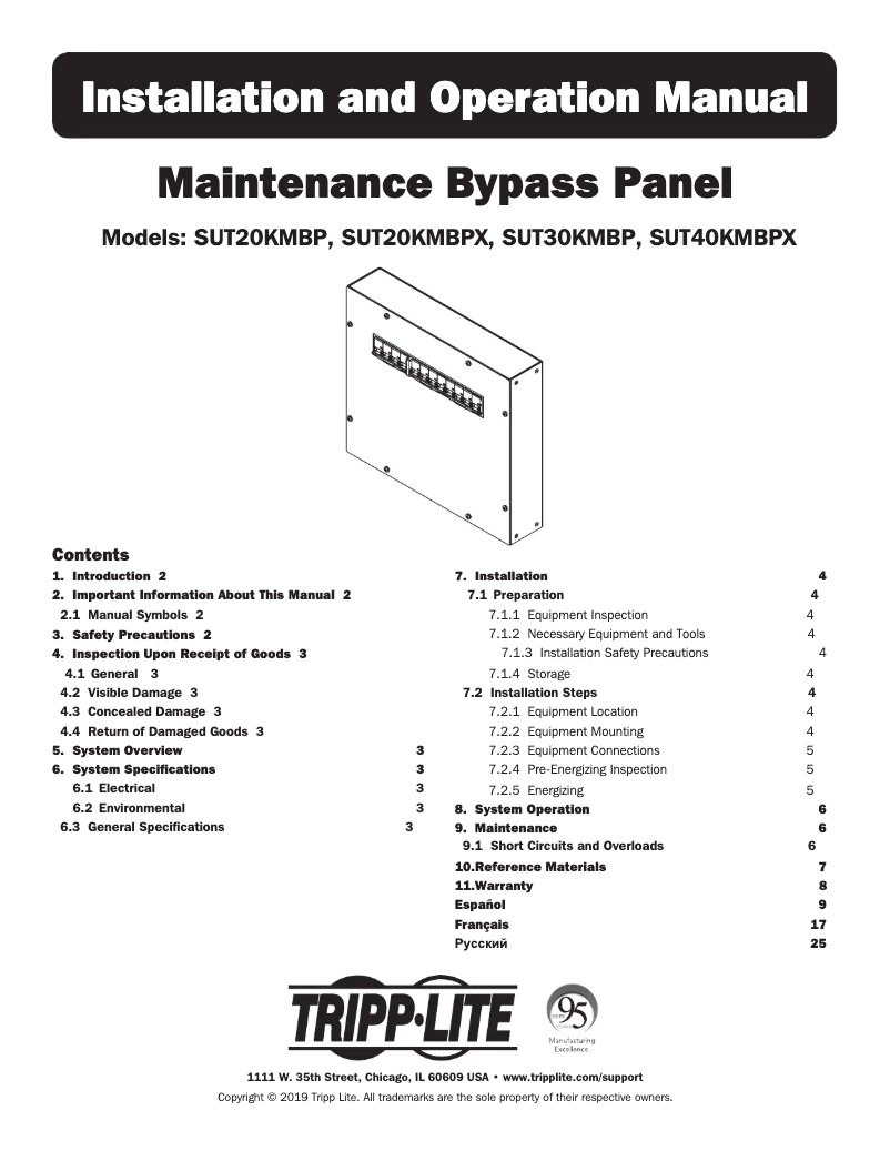 Page 1 de la notice Manuel utilisateur Tripp Lite SUT30KMBP