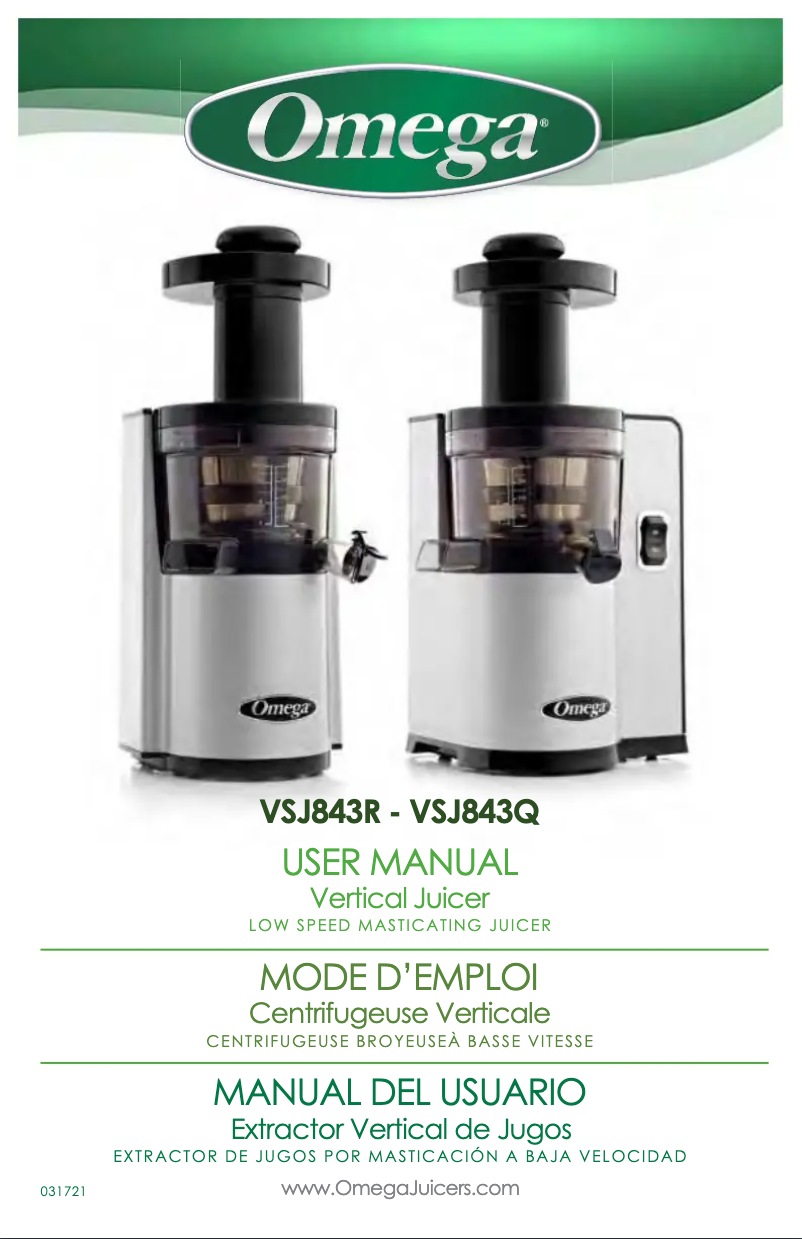 Page 1 de la notice Manuel utilisateur Omega VSJ843R