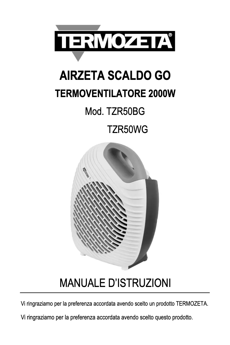 Page 1 de la notice Manuel utilisateur Termozeta TZR50WG