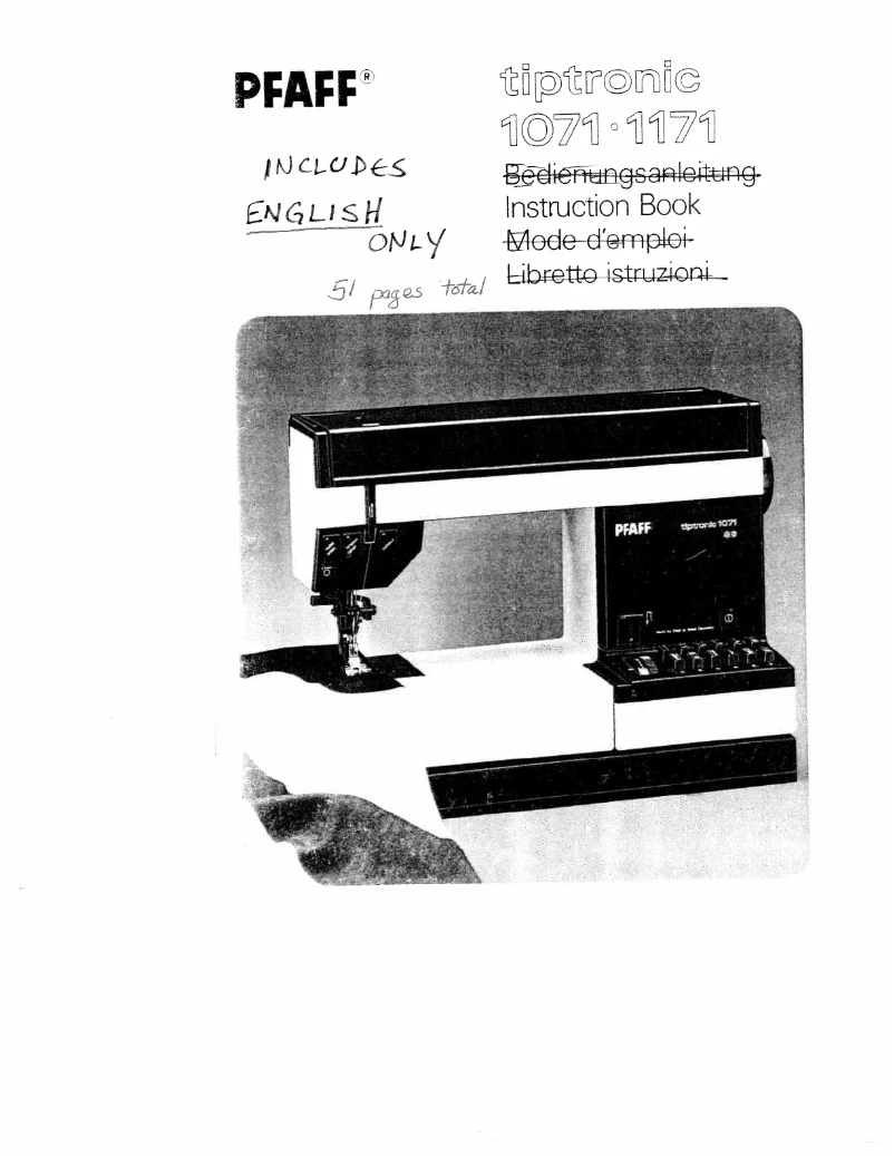 Page 1 de la notice Manuel utilisateur Pfaff tiptronic 1171