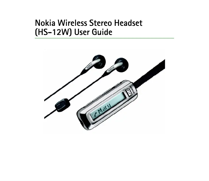 Página 1 del manual Manual de usuario Nokia HS-12W
