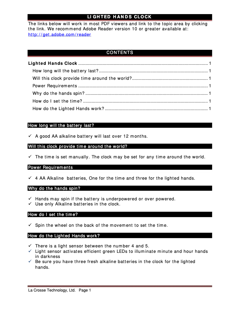 Page n°1 - FAQ La Crosse Technology 403-314