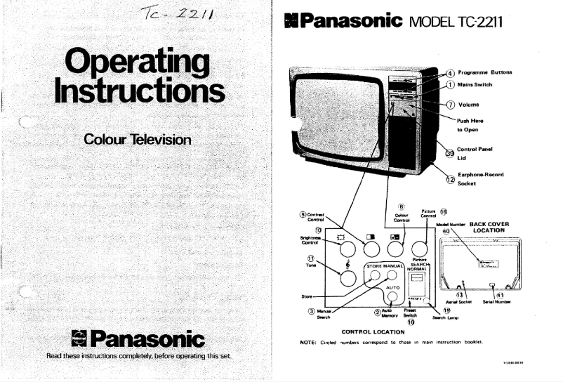 Page 1 de la notice Manuel utilisateur Panasonic TC-2211